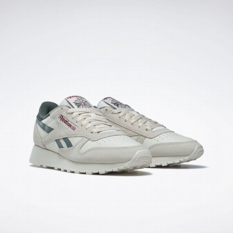 Reebok Classic Leather Women's Shoes White Green | TKT308QG