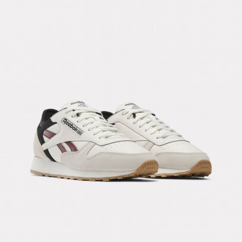 Reebok Classic Leather Women's Shoes White Burgundy Black | PNA8674LC