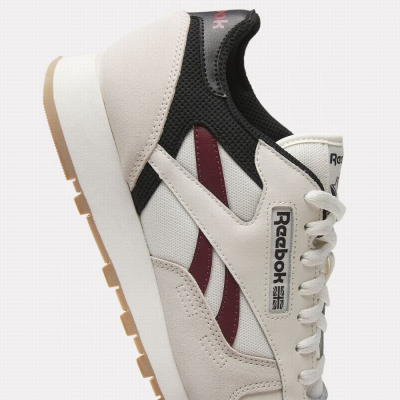 Reebok Classic Leather Women's Shoes White Burgundy Black | PNA8674LC