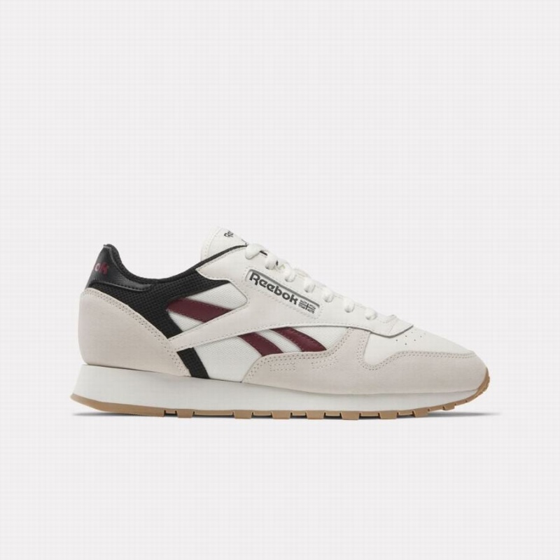 Reebok Classic Leather Women\'s Shoes White Burgundy Black | PNA8674LC