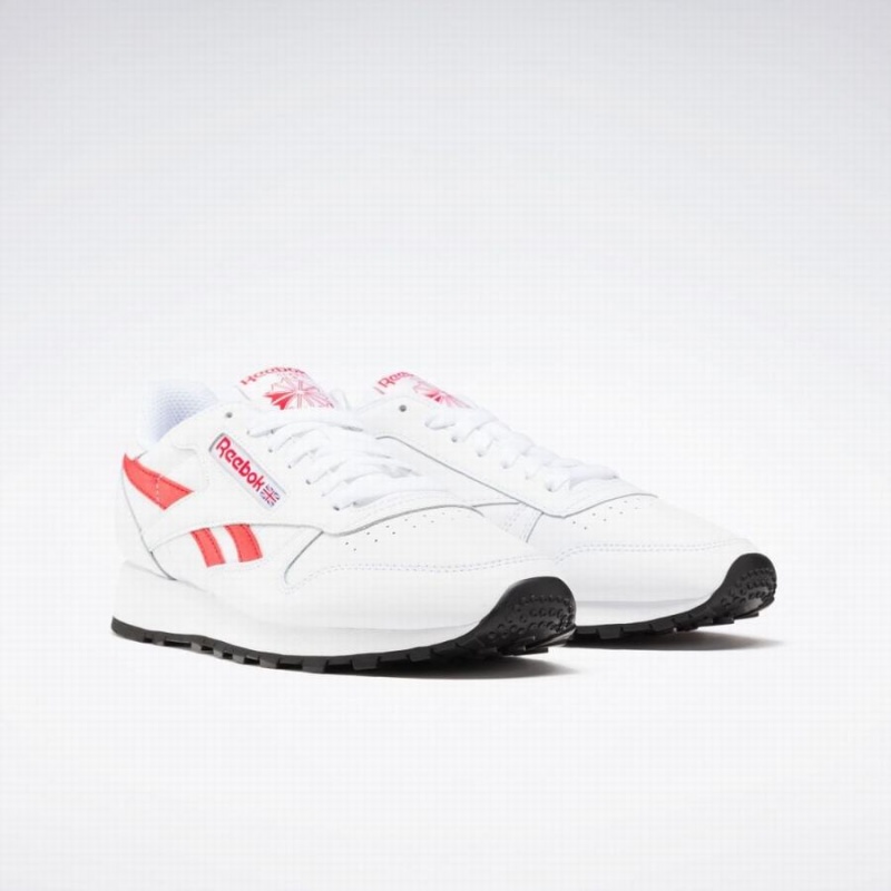 Reebok Classic Leather Women's Shoes White Red Black | EVT2655JJ