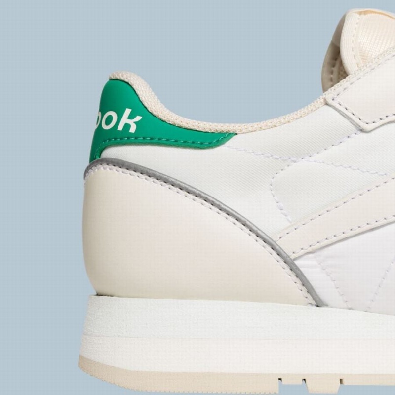 Reebok Classic Leather Women's Shoes White Green | EXU7261KJ