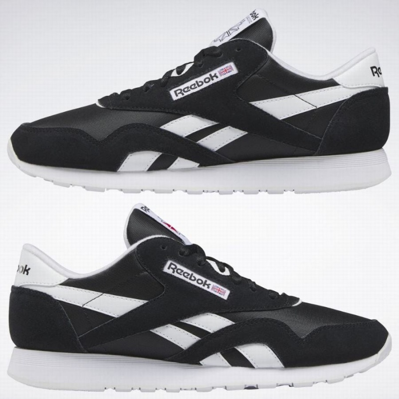 Reebok Classic Nylon Men's Shoes Black White | TCC950RN