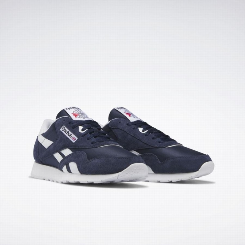 Reebok Classic Nylon Men's Shoes Navy White | BQE2514AB