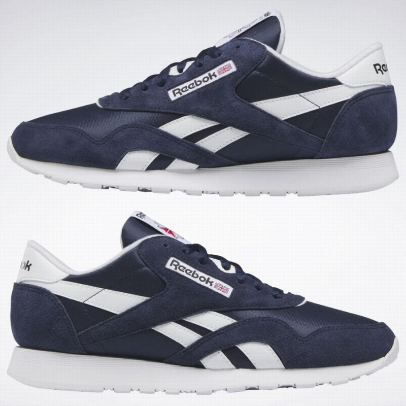 Reebok Classic Nylon Men's Shoes Navy White | BQE2514AB