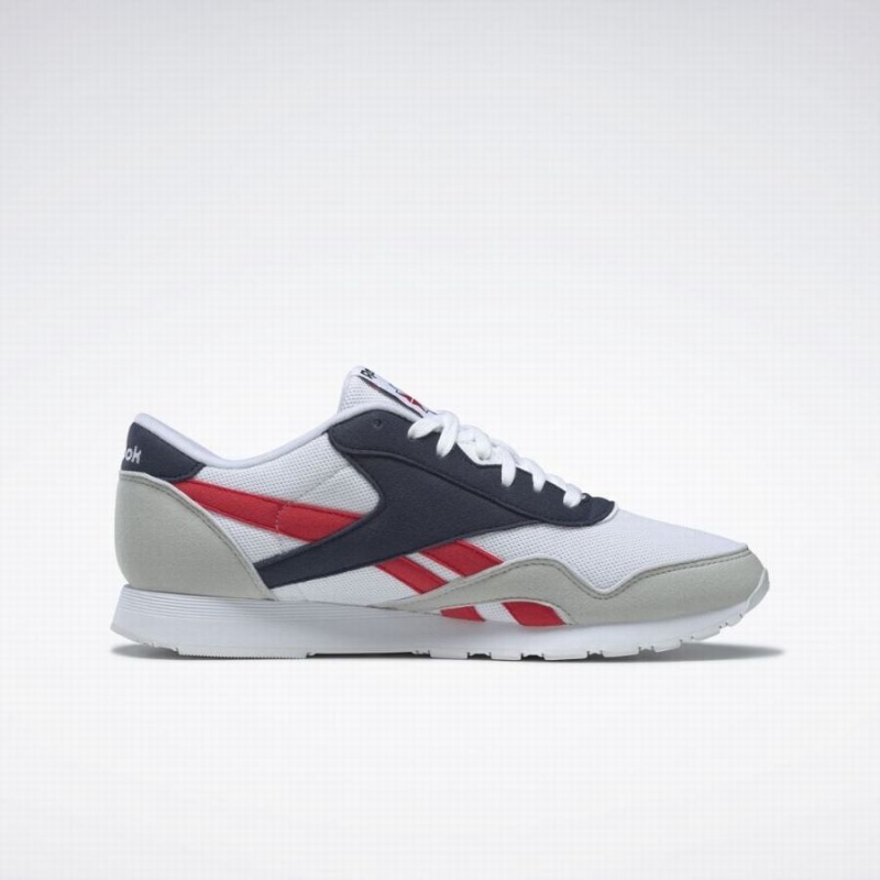 Reebok Classic Nylon Men's Shoes White Navy Red | AOD6815LE