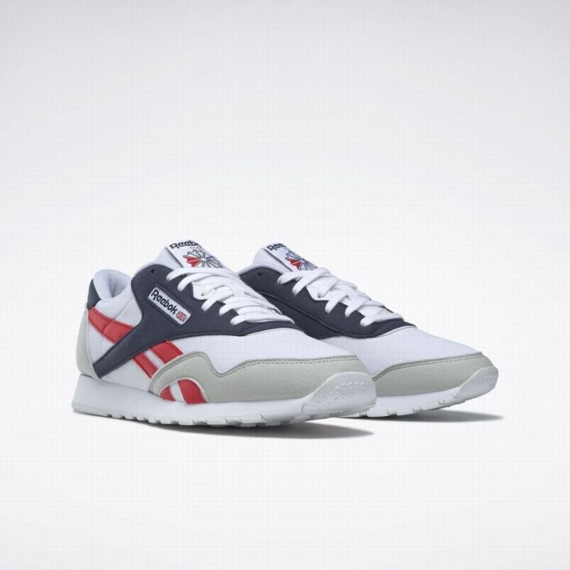 Reebok Classic Nylon Men's Shoes White Navy Red | AOD6815LE