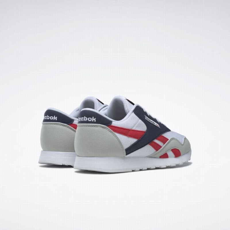 Reebok Classic Nylon Men's Shoes White Navy Red | AOD6815LE