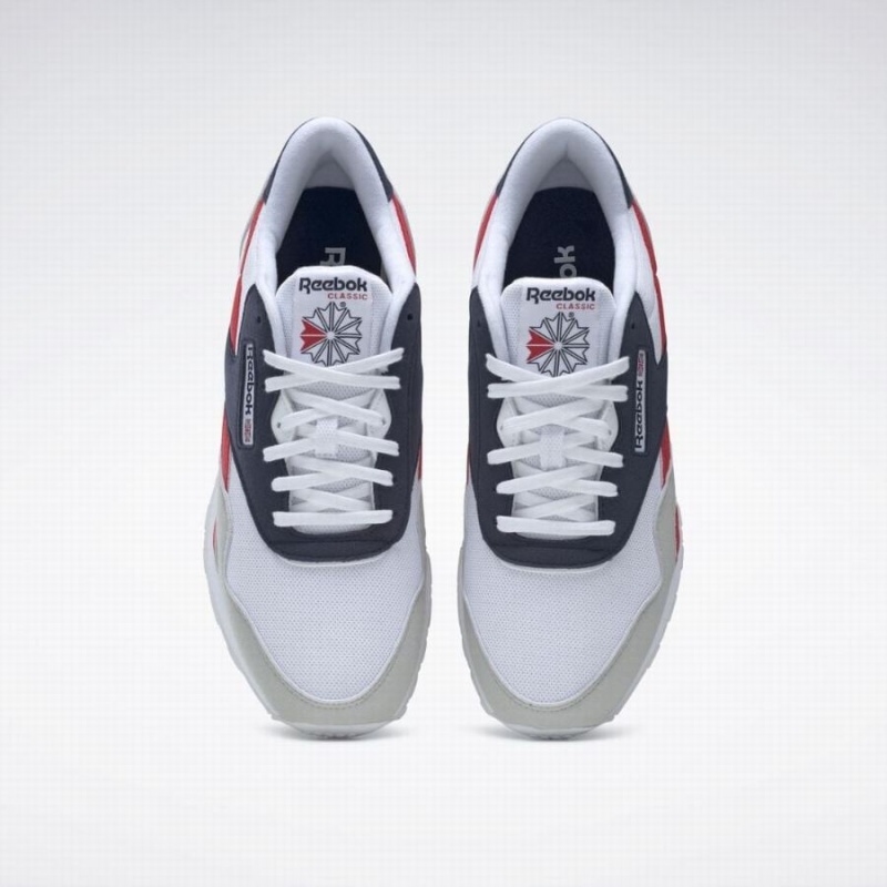 Reebok Classic Nylon Men's Shoes White Navy Red | AOD6815LE