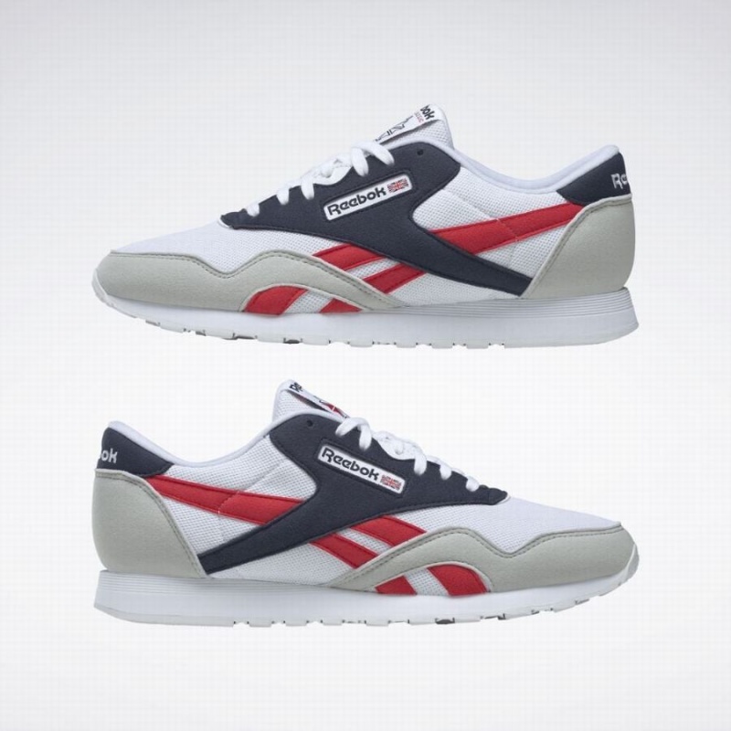 Reebok Classic Nylon Men's Shoes White Navy Red | AOD6815LE