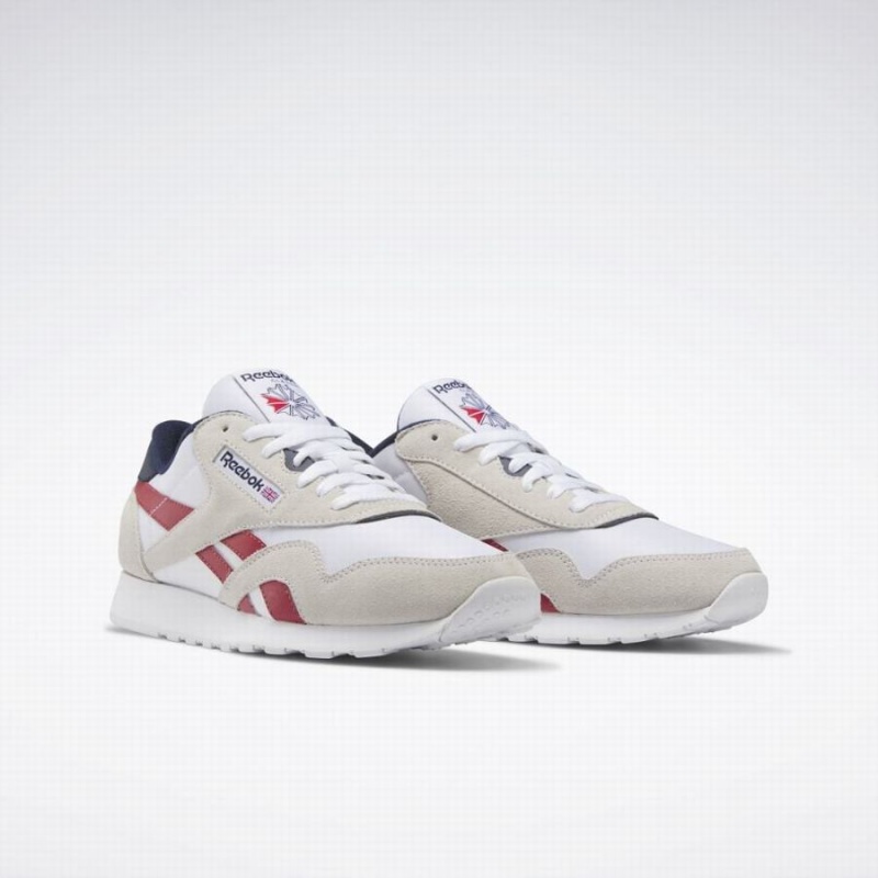 Reebok Classic Nylon Men's Shoes White Red Navy | TOB1728MR