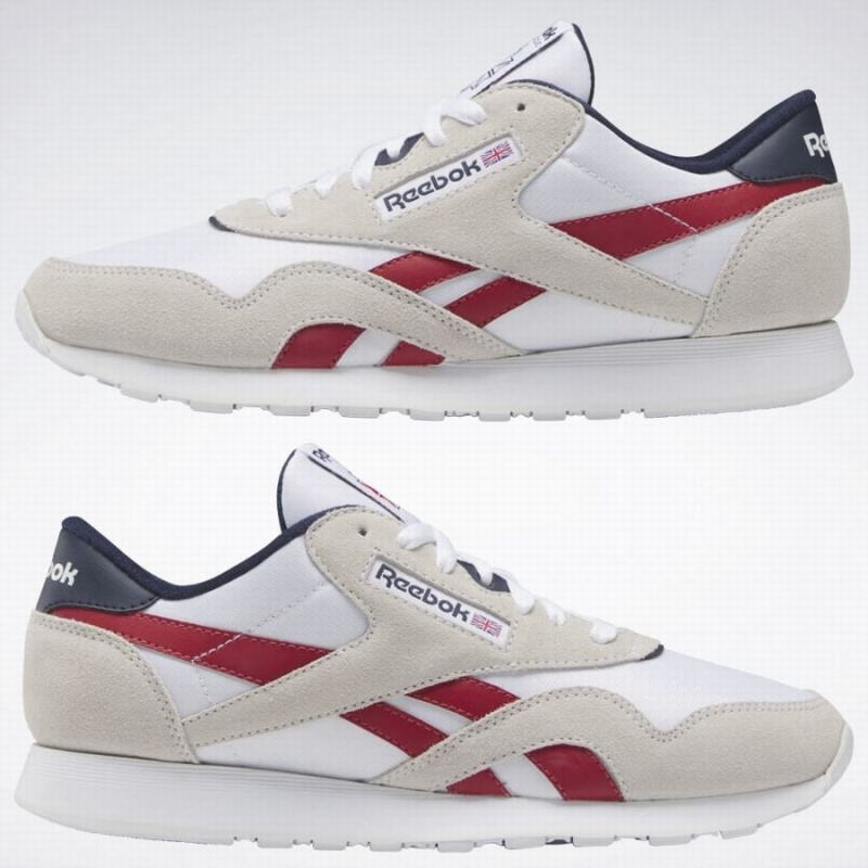 Reebok Classic Nylon Men's Shoes White Red Navy | TOB1728MR