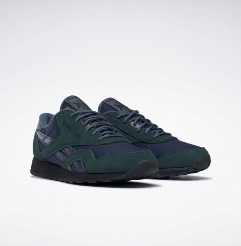 Reebok Classic Nylon Women's Shoes Navy Green Black | SWB7612JQ