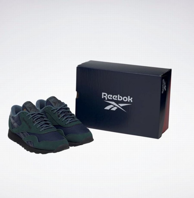 Reebok Classic Nylon Women's Shoes Navy Green Black | SWB7612JQ