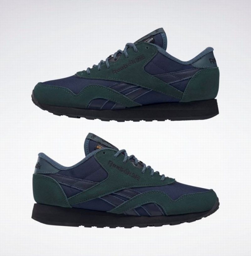 Reebok Classic Nylon Women's Shoes Navy Green Black | SWB7612JQ