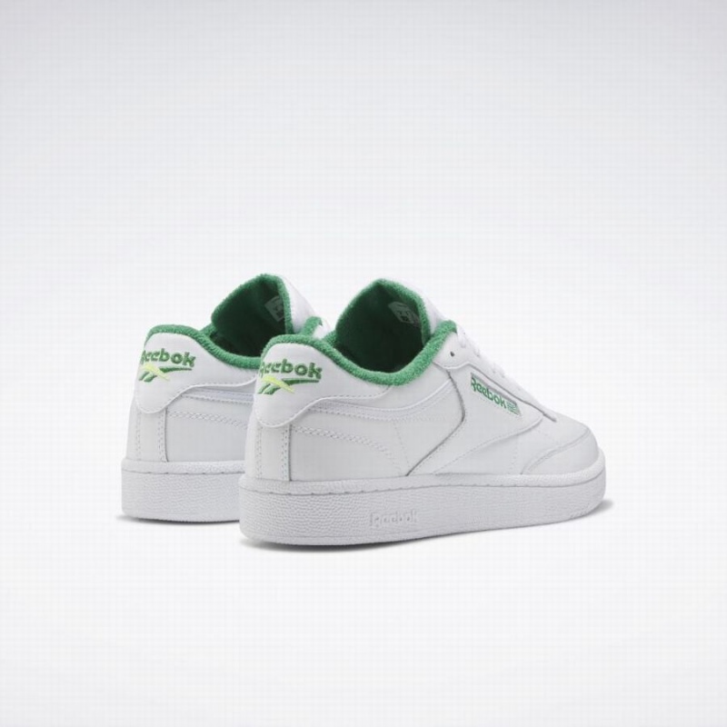 Reebok Club C 85 Men's Shoes White Green Yellow | ELO3567WL