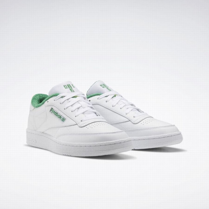 Reebok Club C 85 Women's Shoes White Green Yellow | JOK1840HN