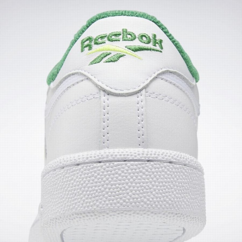 Reebok Club C 85 Women's Shoes White Green Yellow | JOK1840HN