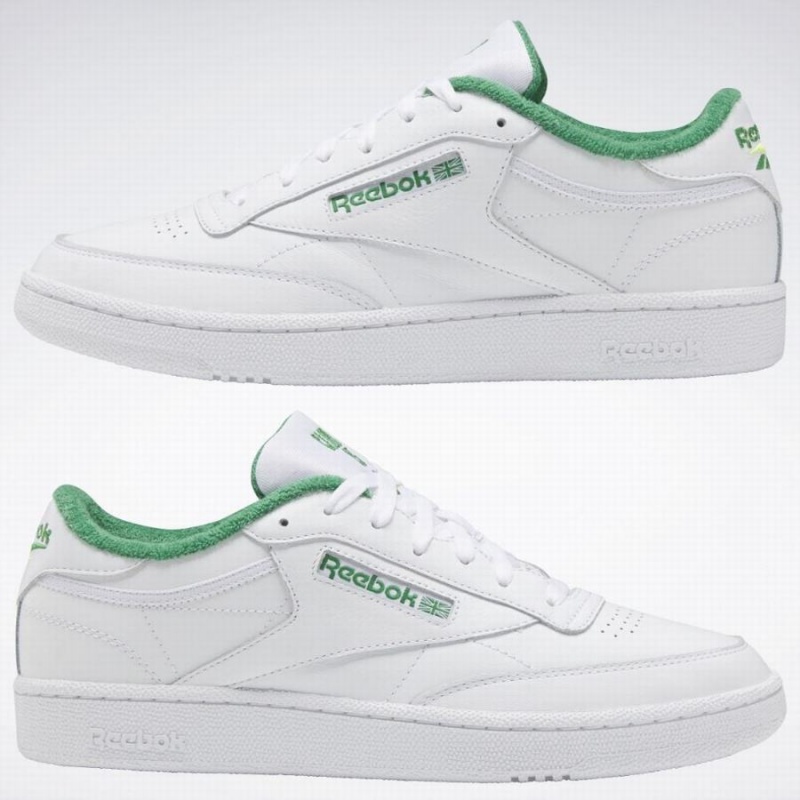 Reebok Club C 85 Women's Shoes White Green Yellow | JOK1840HN