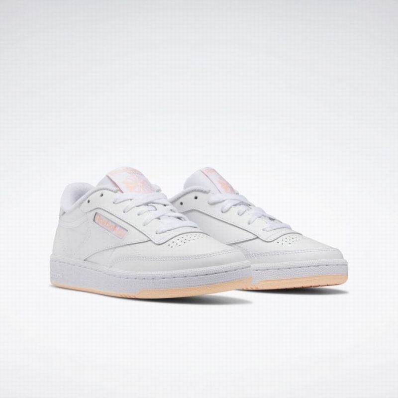 Reebok Club C 85 Women's Shoes White Orange | IAN4818MG