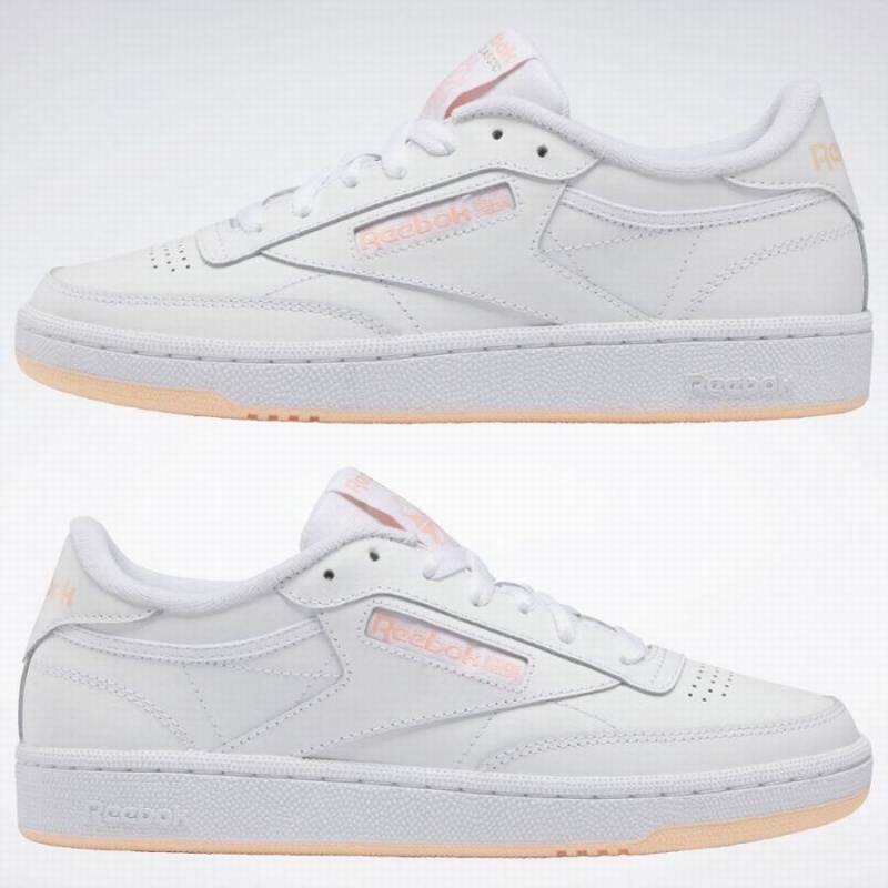 Reebok Club C 85 Women's Shoes White Orange | IAN4818MG