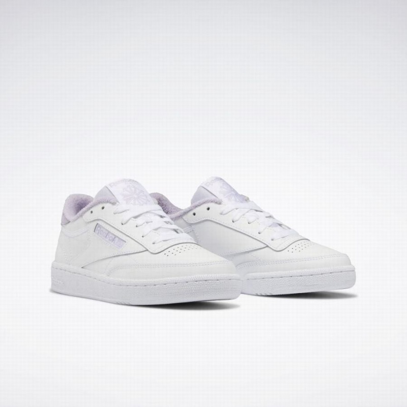 Reebok Club C 85 Women's Shoes White Purple Grey | KDN1314MX