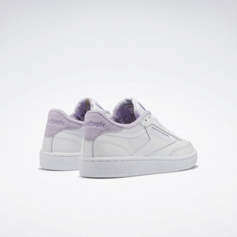 Reebok Club C 85 Women's Shoes White Purple Grey | KDN1314MX