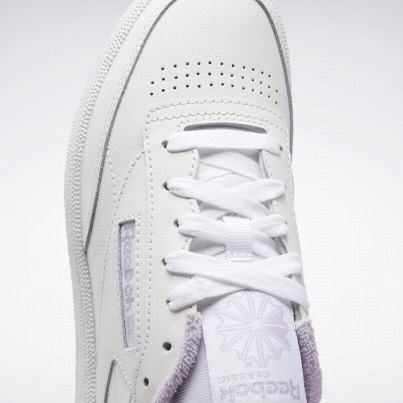 Reebok Club C 85 Women's Shoes White Purple Grey | KDN1314MX