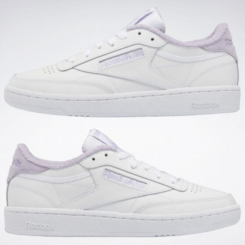 Reebok Club C 85 Women's Shoes White Purple Grey | KDN1314MX