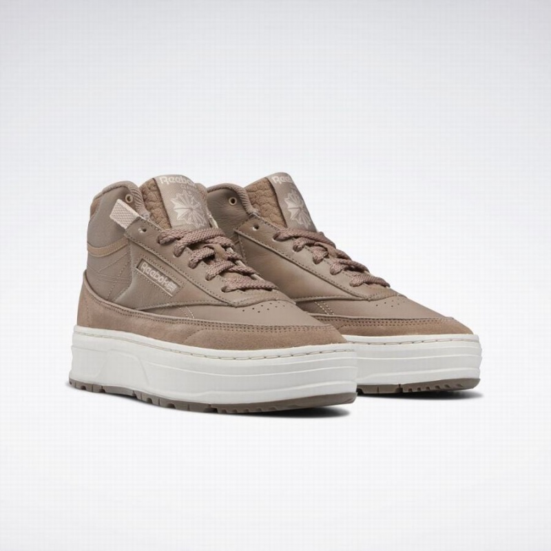 Reebok Club C Geo Mid Women's Shoes Grey Brown | ONT463XK