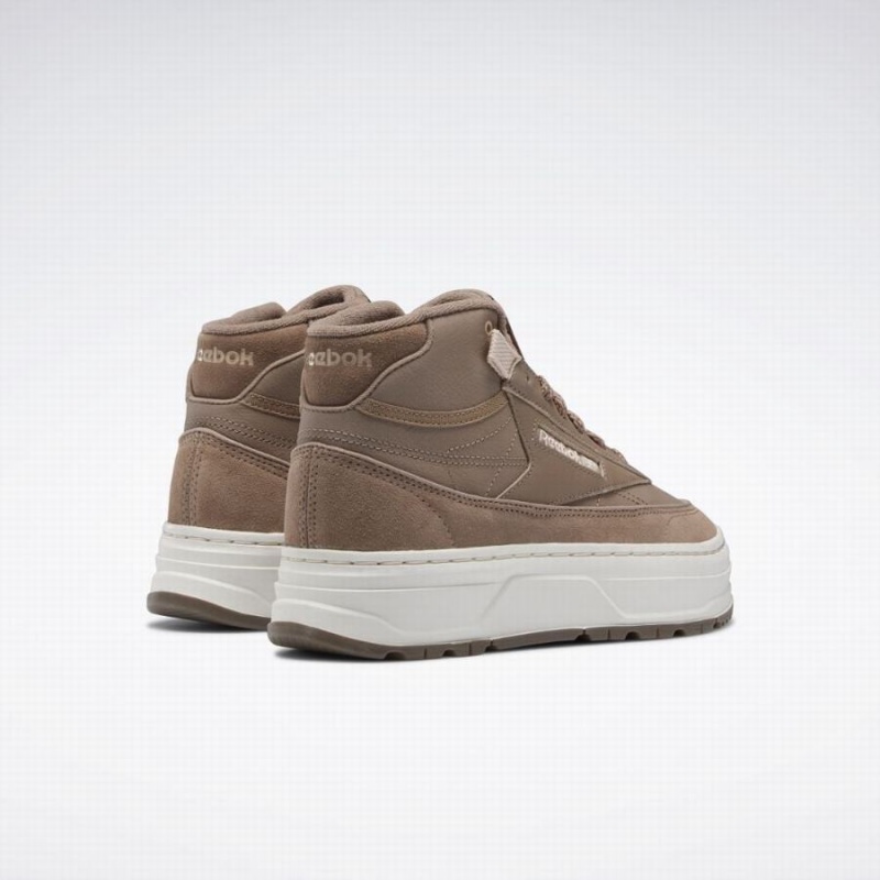 Reebok Club C Geo Mid Women's Shoes Grey Brown | ONT463XK