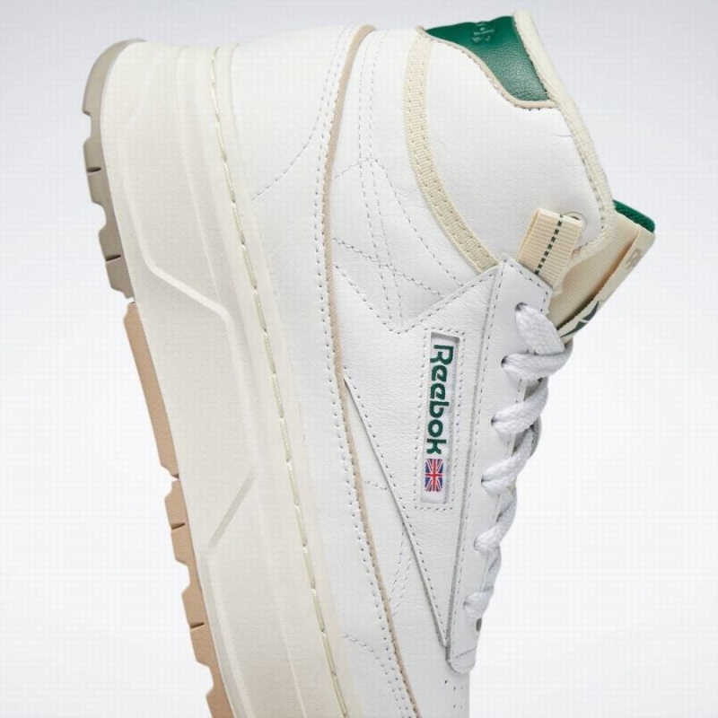 Reebok Club C Geo Mid Women's Shoes White Dark Green | PWE7635VW