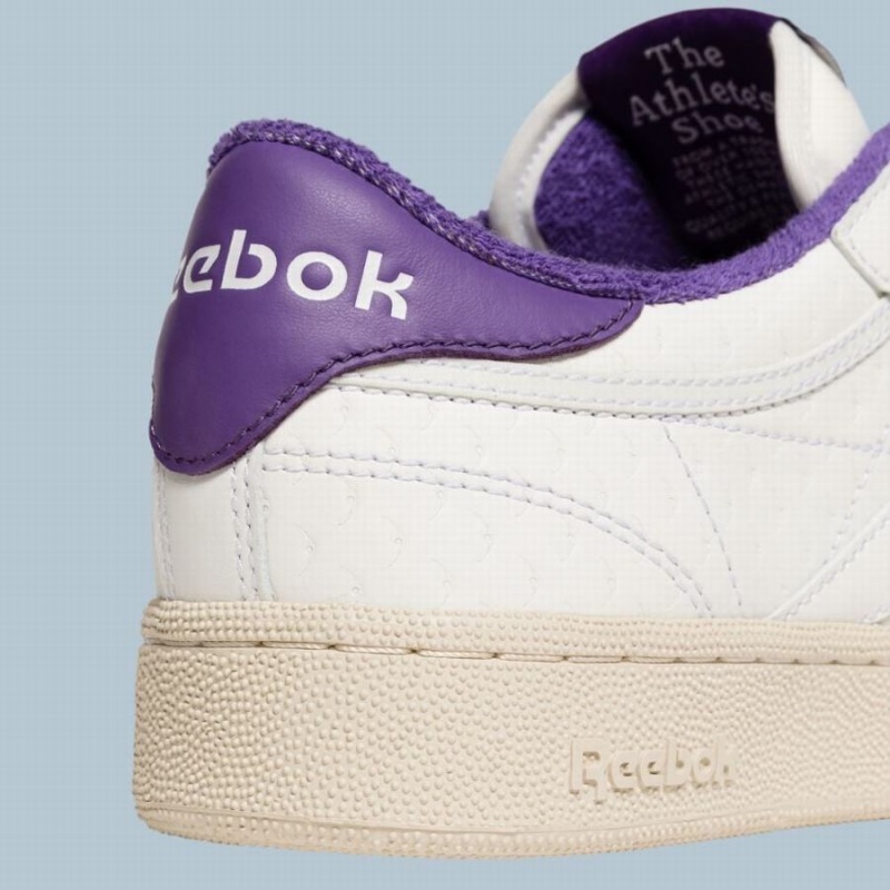 Reebok Club C Men's Shoes White Purple | XLJ1699VC