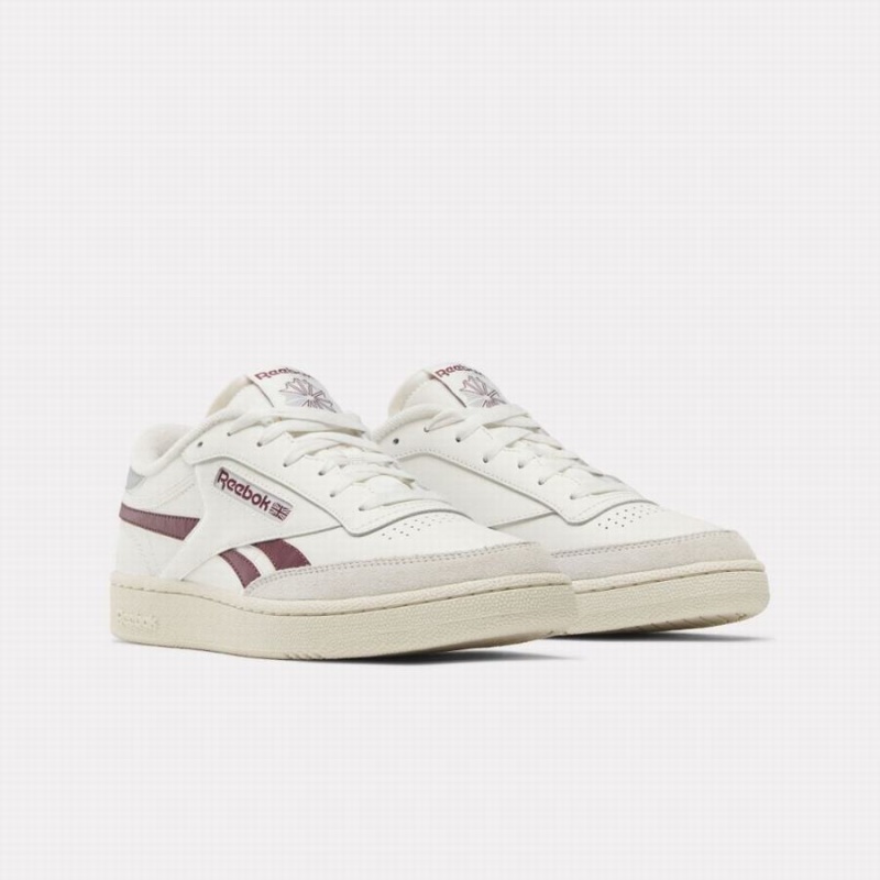 Reebok Club C Revenge Men's Shoes White Burgundy Grey | LLN1074ST