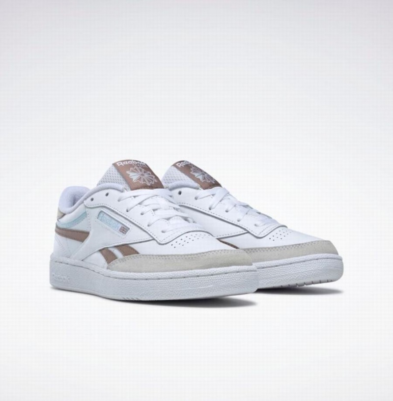 Reebok Club C Revenge Men's Shoes White Grey Brown Blue | BSH797ZU