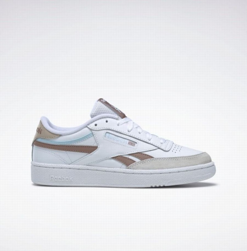 Reebok Club C Revenge Men\'s Shoes White Grey Brown Blue | BSH797ZU