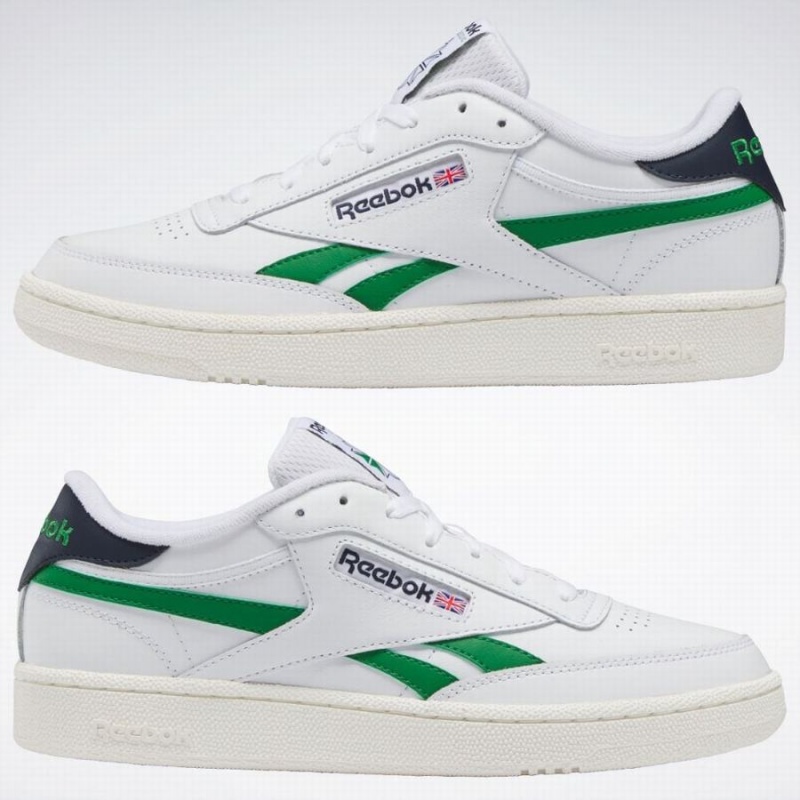 Reebok Club C Revenge Men's Shoes White Green Navy | UZK3983NS