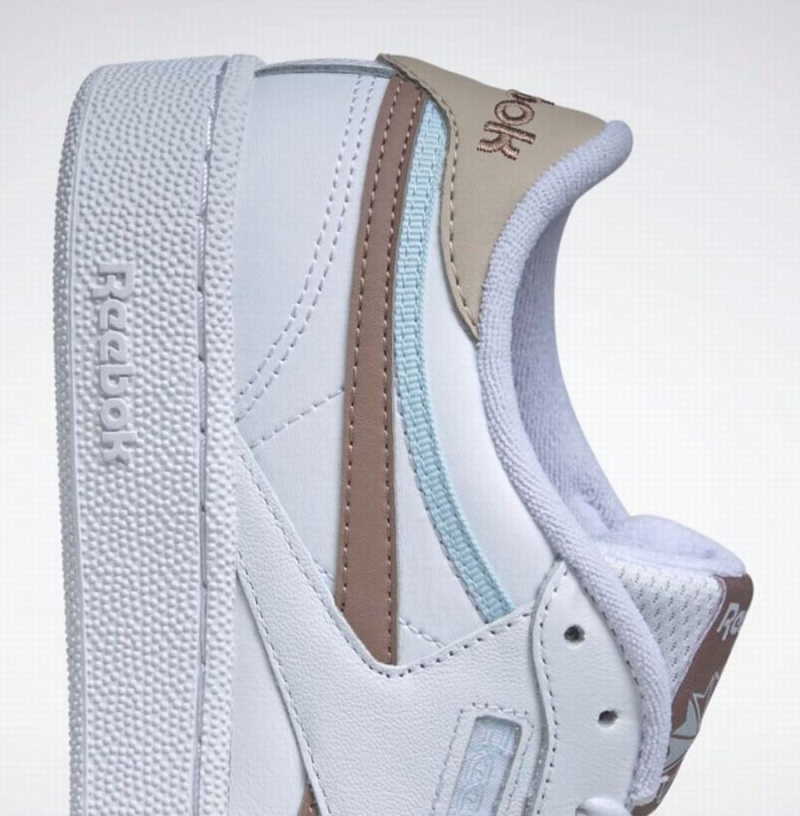 Reebok Club C Revenge Women's Shoes White Grey Brown Blue | AVY968CM