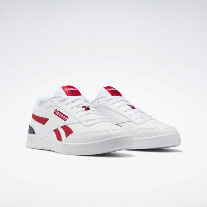 Reebok Court Advance Clip Men's Lifestyle Shoes White Red Navy | PVR7252ZA