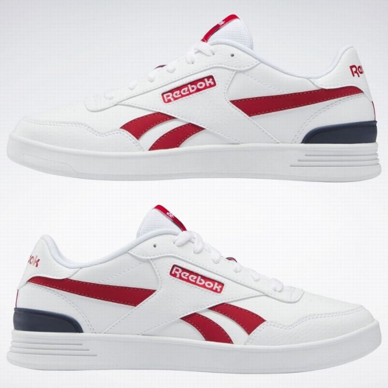 Reebok Court Advance Clip Men's Lifestyle Shoes White Red Navy | PVR7252ZA