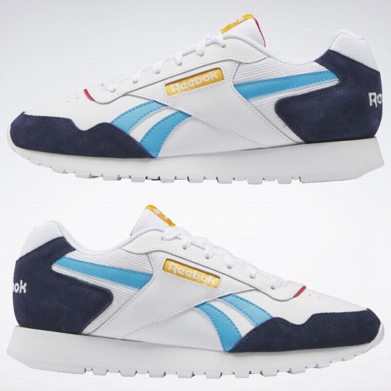 Reebok Glide Men's Lifestyle Shoes White Navy Light Turquoise | EIY7989KJ