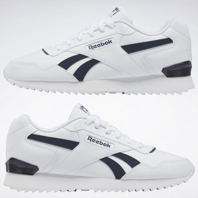 Reebok Glide Ripple Clip Men's Lifestyle Shoes White Navy | NFX7419KX