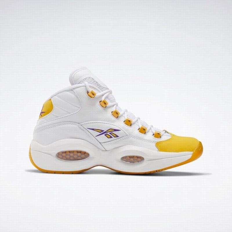 Reebok Question Mid Men's Basketball Shoes White Yellow Purple | OLL4986NG