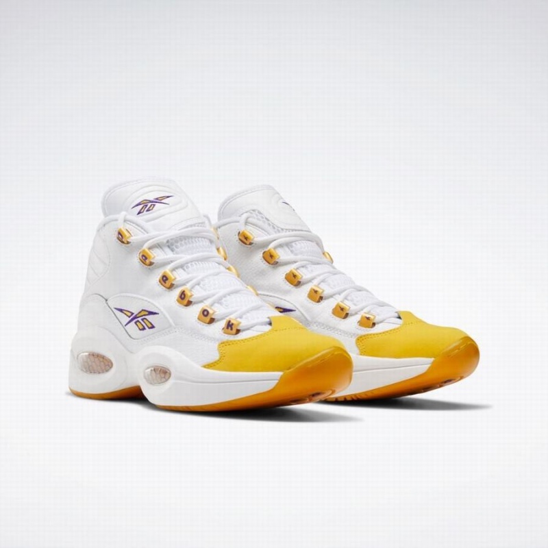 Reebok Question Mid Men's Basketball Shoes White Yellow Purple | OLL4986NG