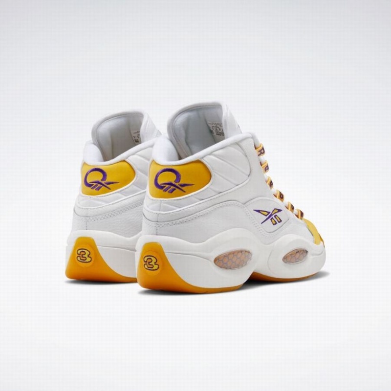 Reebok Question Mid Men's Basketball Shoes White Yellow Purple | OLL4986NG