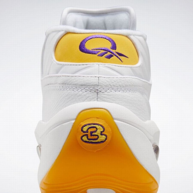 Reebok Question Mid Men's Basketball Shoes White Yellow Purple | OLL4986NG