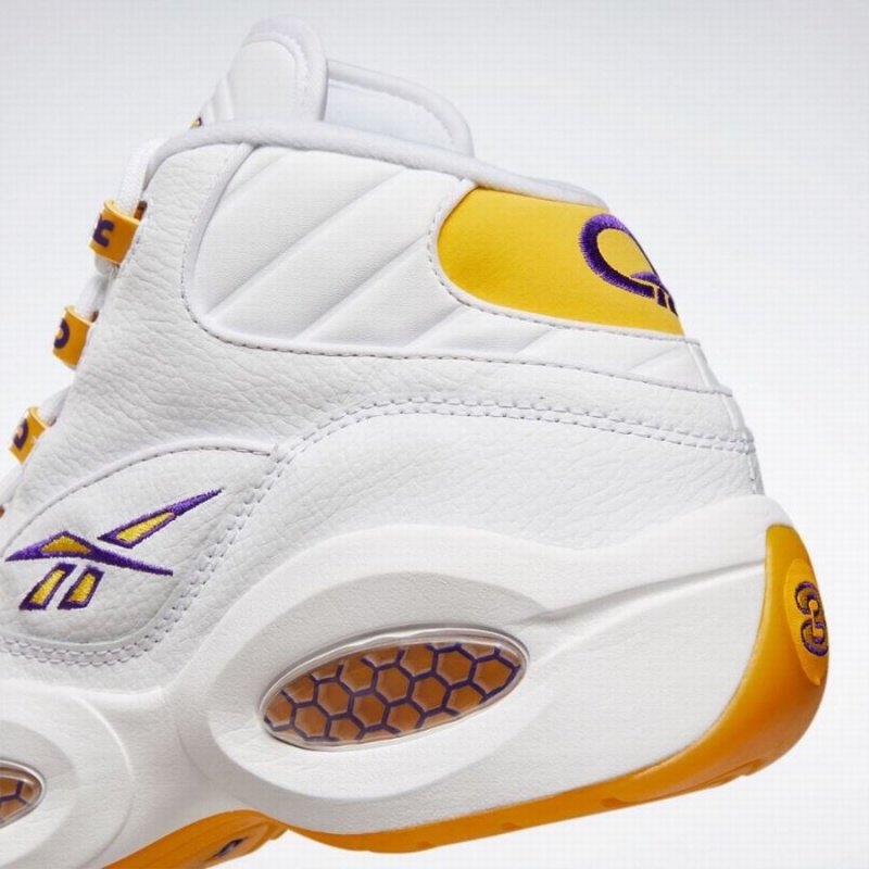 Reebok Question Mid Men's Basketball Shoes White Yellow Purple | OLL4986NG