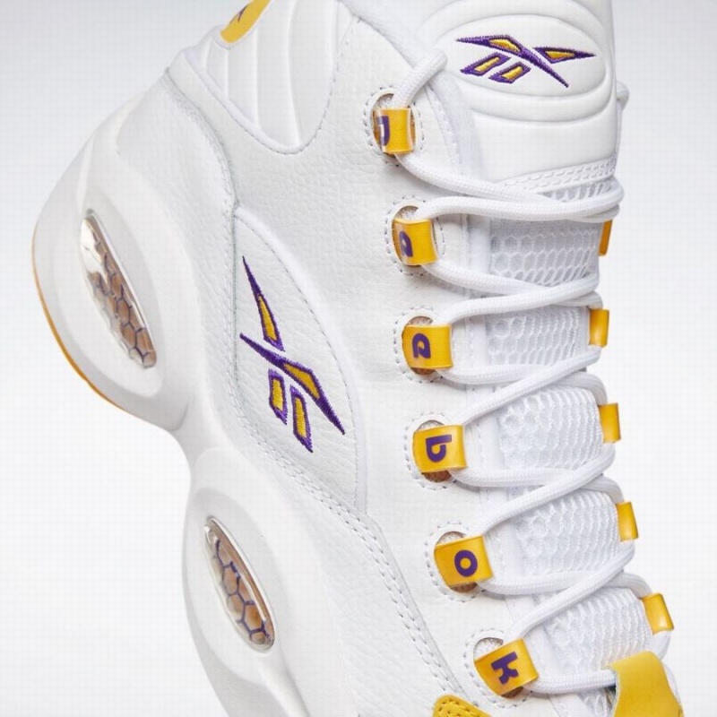 Reebok Question Mid Men's Basketball Shoes White Yellow Purple | OLL4986NG