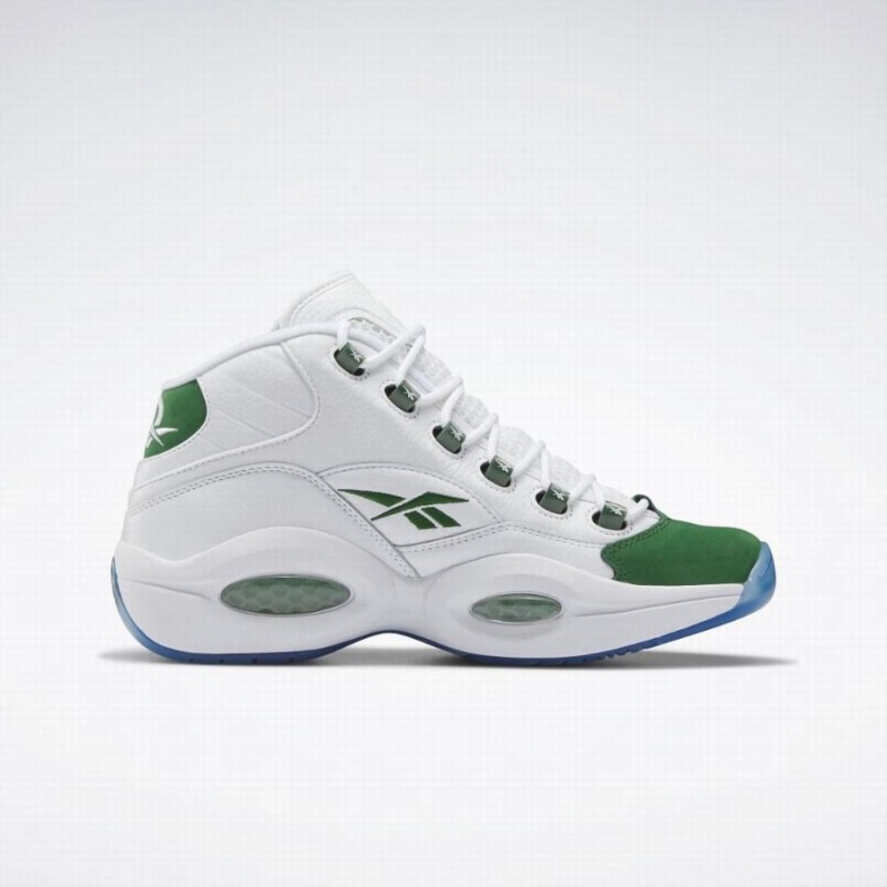 Reebok Question Mid Men's Basketball Shoes White Deep Green | MLL4821WH