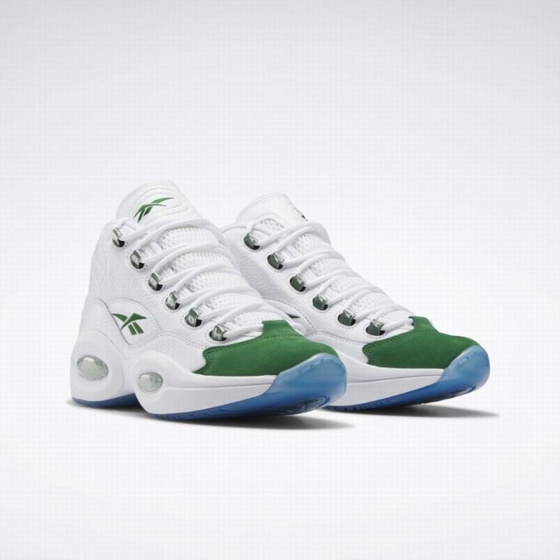 Reebok Question Mid Men's Basketball Shoes White Deep Green | MLL4821WH